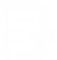 A black and white icon of a clipboard with a check mark.